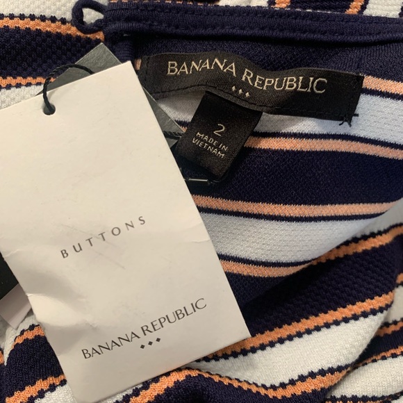 Banana Republic Navy, White, Peach Striped Sheath Dress Short Sleeve NWT - Picture 7 of 7